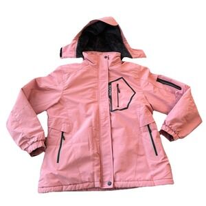 Suokeni Womens Ski Jacket L Pink Waterproof Hooded Winter Coat Insulated